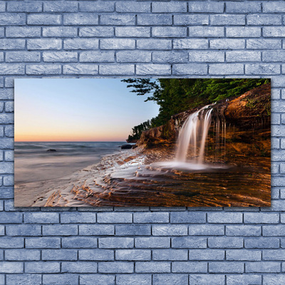 Tableaux sur toile Chute d'eau paysage blanc brun