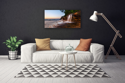 Tableaux sur toile Chute d'eau paysage blanc brun