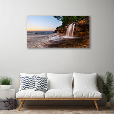 Tableaux sur toile Chute d'eau paysage blanc brun