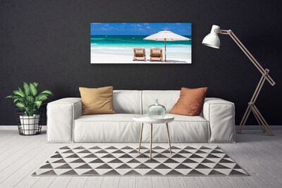 Tableaux sur toile Plage chaises paysage brun blanc