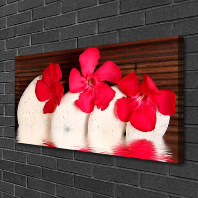 Tableaux sur toile Fleurs pierres floral rouge blanc