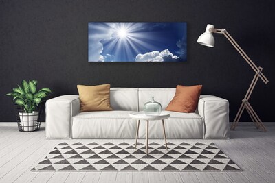 Tableaux sur toile Soleil paysage bleu blanc