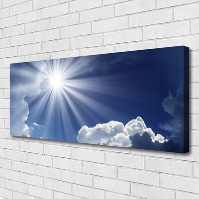 Tableaux sur toile Soleil paysage bleu blanc