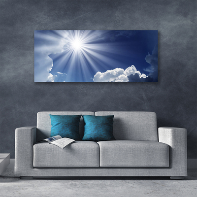 Tableaux sur toile Soleil paysage bleu blanc