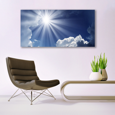 Tableaux sur toile Soleil paysage bleu blanc