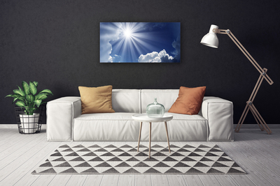 Tableaux sur toile Soleil paysage bleu blanc