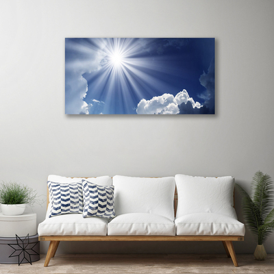 Tableaux sur toile Soleil paysage bleu blanc