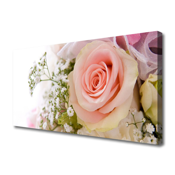 Tableaux sur toile Roses floral rose blanc vert
