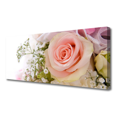 Tableaux sur toile Roses floral rose blanc vert