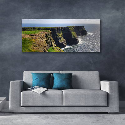 Tableaux sur toile Roche mer paysage brun vert bleu