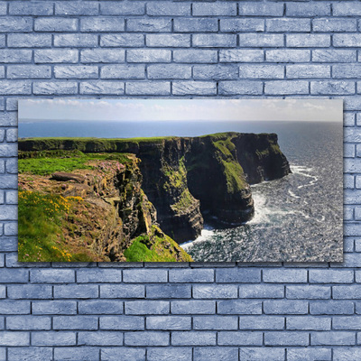 Tableaux sur toile Roche mer paysage brun vert bleu