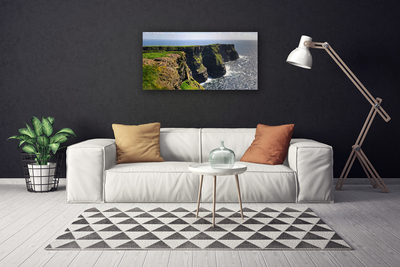 Tableaux sur toile Roche mer paysage brun vert bleu