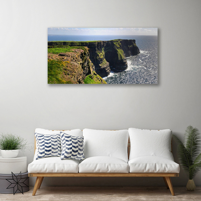 Tableaux sur toile Roche mer paysage brun vert bleu