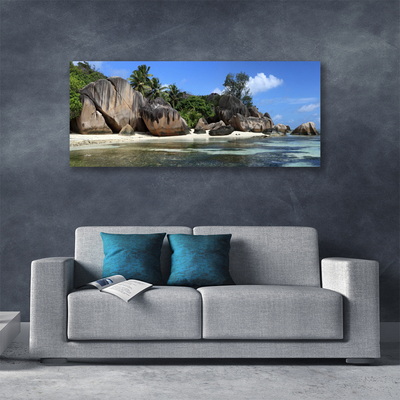 Tableaux sur toile Roche mer paysage gris vert bleu