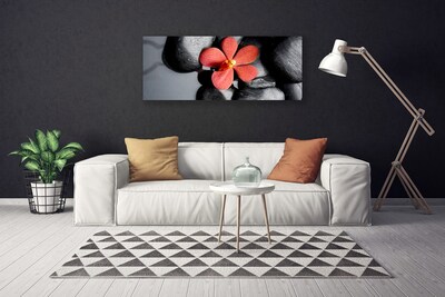 Tableaux sur toile Fleur pierres art rouge gris