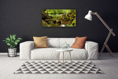 Tableaux sur toile Roche lac nature vert