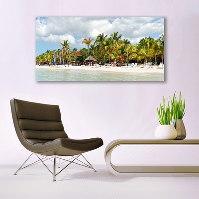 Tableaux sur toile Palmiers plage paysage brun vert