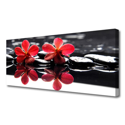 Tableaux sur toile Fleurs pierres floral rouge noir