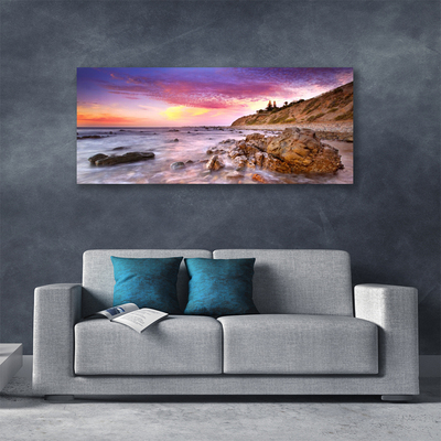 Tableaux sur toile Pierres mer paysage gris violet rose