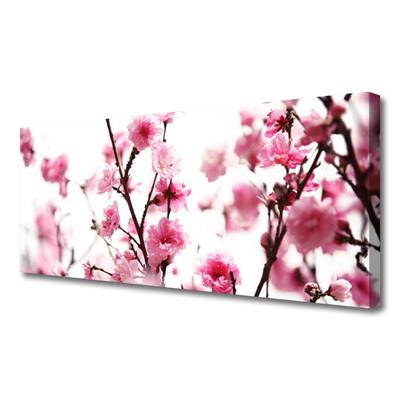 Tableaux sur toile Branches fleurs floral brun rose