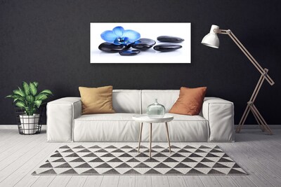 Tableaux sur toile Fleurs pierres art bleu noir