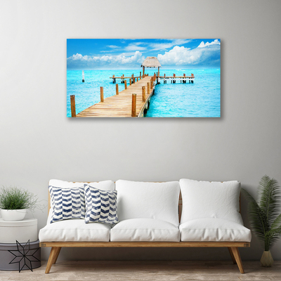 Tableaux sur toile Mer pont architecture brun bleu