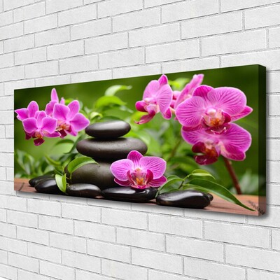 Tableaux sur toile Pierres fleurs art rose noir