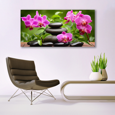 Tableaux sur toile Pierres fleurs art rose noir