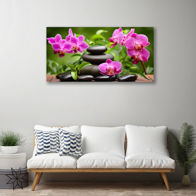 Tableaux sur toile Pierres fleurs art rose noir