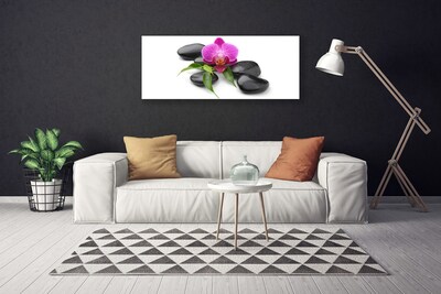 Tableaux sur toile Pierres fleurs art rose noir