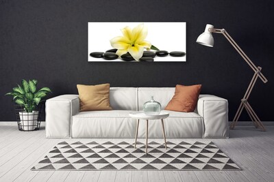 Tableaux sur toile Fleurs pierres art blanc vert noir