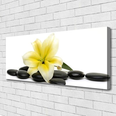 Tableaux sur toile Fleurs pierres art blanc vert noir