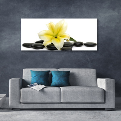 Tableaux sur toile Fleurs pierres art blanc vert noir