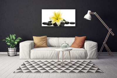 Tableaux sur toile Fleurs pierres art blanc vert noir