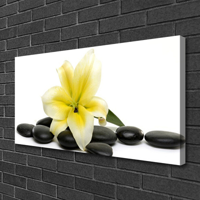 Tableaux sur toile Fleurs pierres art blanc vert noir