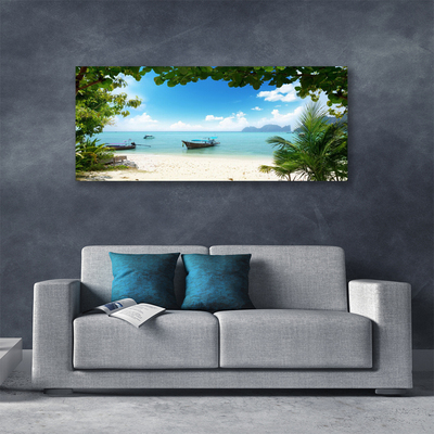 Tableaux sur toile Bateau mer paysage brun bleu