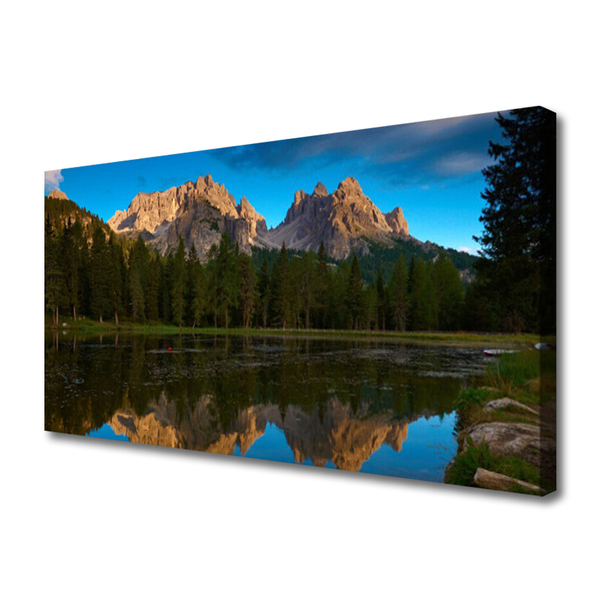 Tableaux sur toile Forêt lac paysage vert bleu