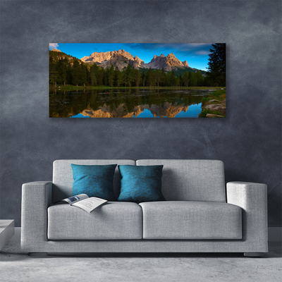 Tableaux sur toile Forêt lac paysage vert bleu