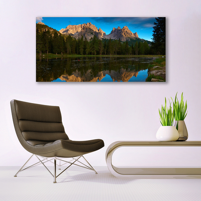 Tableaux sur toile Forêt lac paysage vert bleu