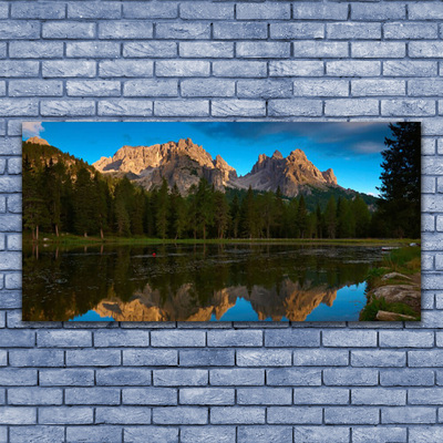 Tableaux sur toile Forêt lac paysage vert bleu