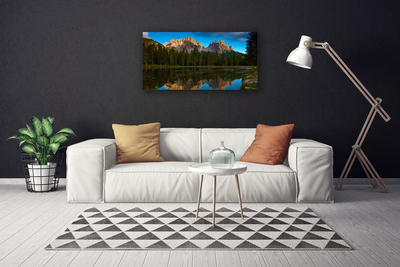 Tableaux sur toile Forêt lac paysage vert bleu