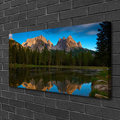 Tableaux sur toile Forêt lac paysage vert bleu