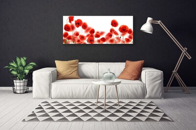 Tableaux sur toile Coquelicots floral rouge vert