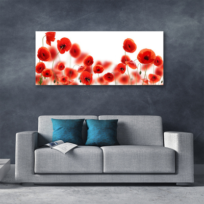 Tableaux sur toile Coquelicots floral rouge vert