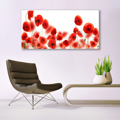 Tableaux sur toile Coquelicots floral rouge vert