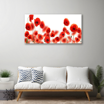 Tableaux sur toile Coquelicots floral rouge vert