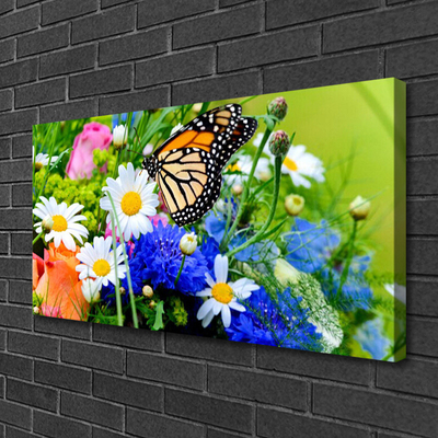 Tableaux sur toile Fleur papillon nature multicolore