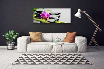 Photo sur toile Pierres fleurs bambou art vert rose noir