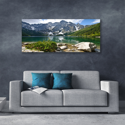 Photo sur toile Lac montagne paysage bleu gris blanc