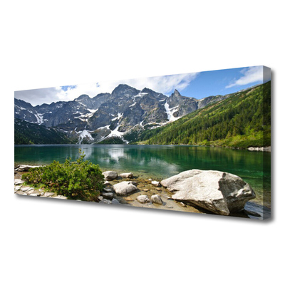 Photo sur toile Lac montagne paysage bleu gris blanc
